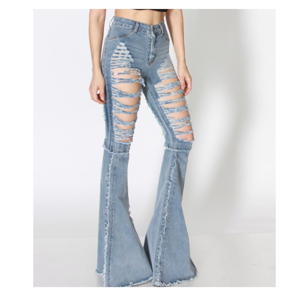 Super flare frayed Jeans